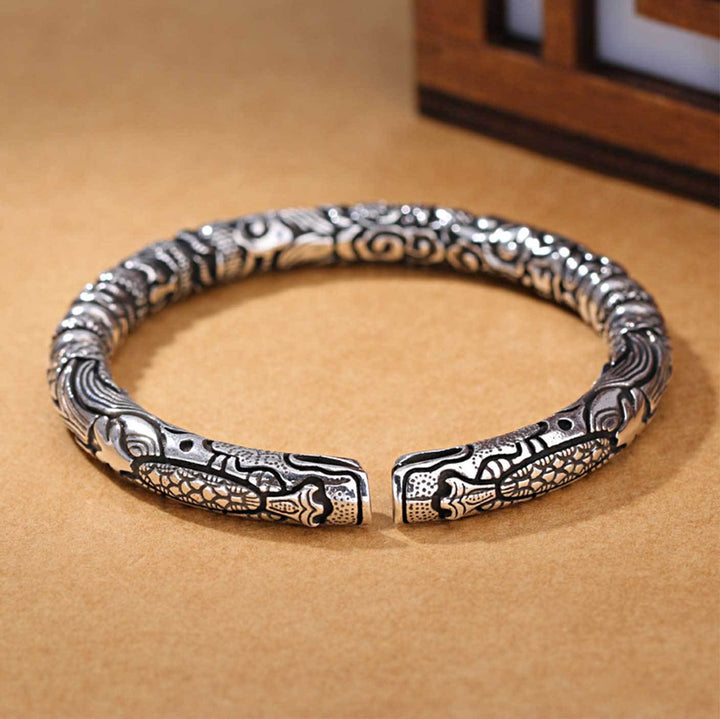 Bracelet manchette de dragon en argent ancien - Karma et Moi