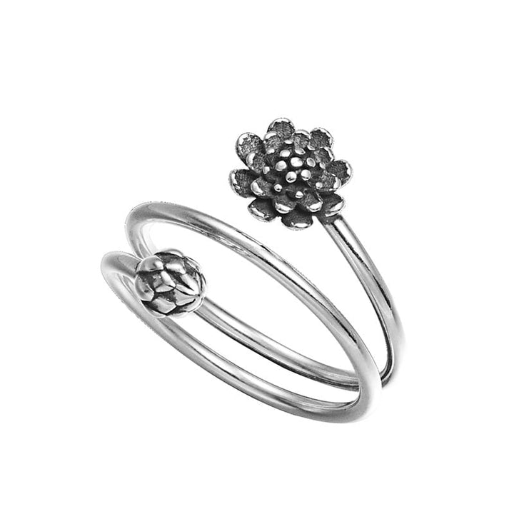 Bague Lotus en argent à triple spirale - Karma et Moi