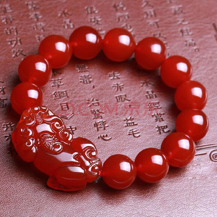 Bracelet Pixiu en agate rouge - Préserver la richesse - Karma et Moi