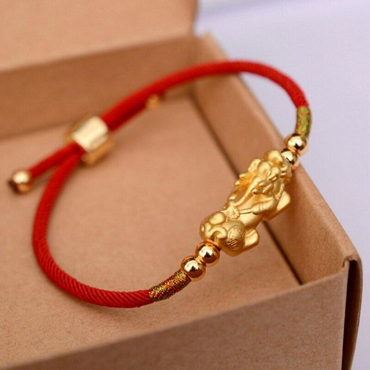 Bracelet Feng shui avec Pixiu et fil rouge - Karma et Moi