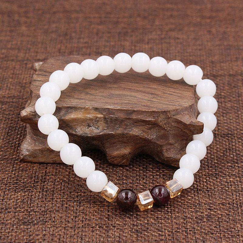 Bracelet de positivité en calcédoine blanche naturelle - Karma et Moi