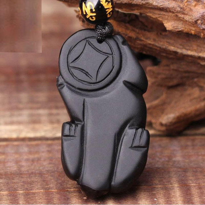 Collier Pixiu en obsidienne noire - Protection de la richesse - Karma et Moi