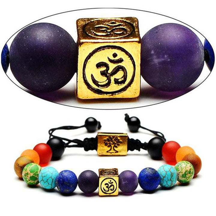 Bracelet de chakra avec Om et arbre de vie - Karma et Moi