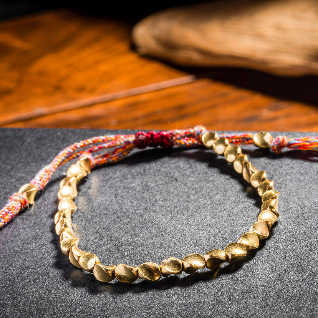 Bracelet tibétain fait main en perles de cuivre - Karma et Moi