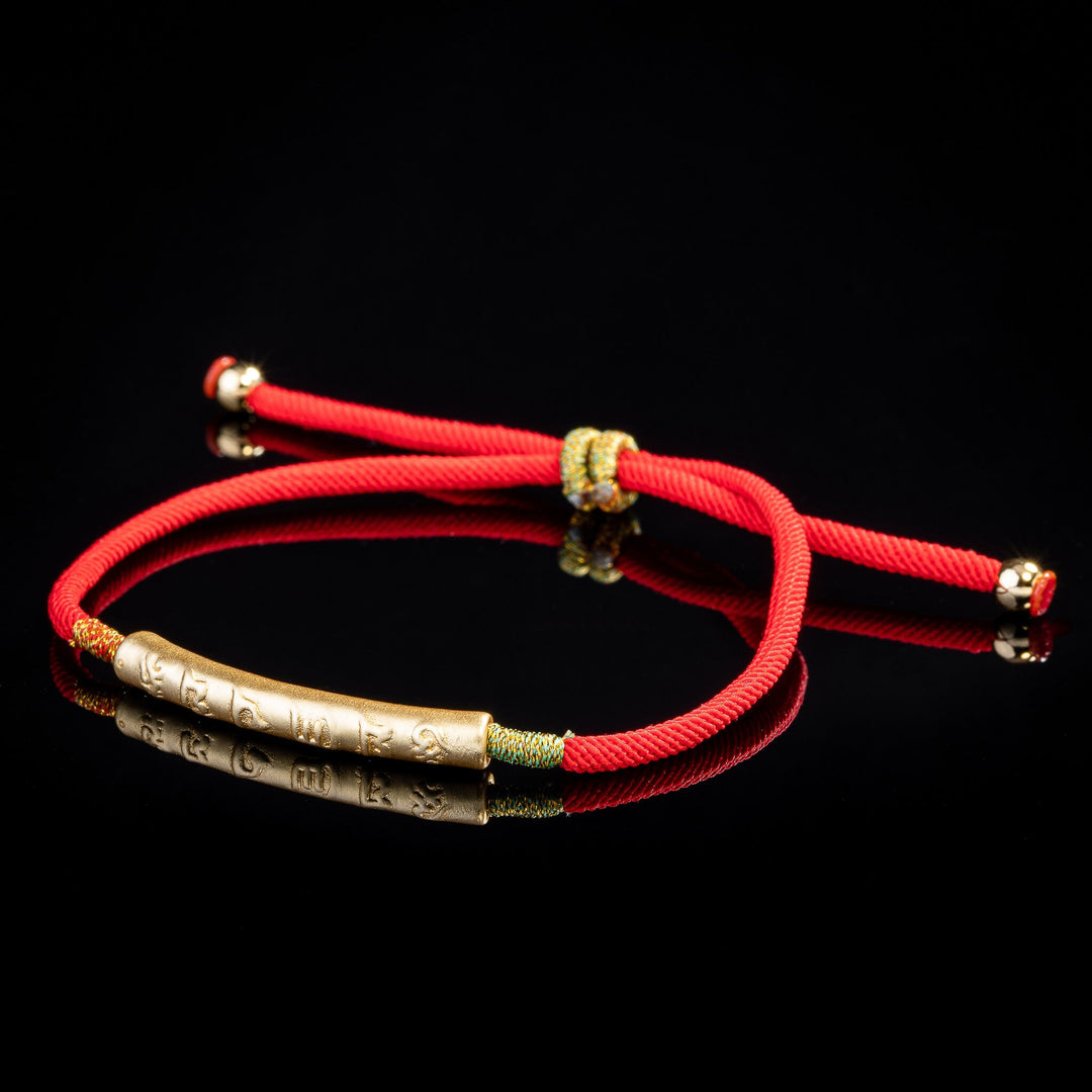Bracelet tibétain fil rouge en argent porte bonheur fait-main - "Attirez la Chance" - Karma et Moi