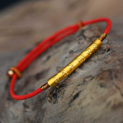 Bracelet tibétain fil rouge en argent porte bonheur fait-main - "Attirez la Chance" - Karma et Moi