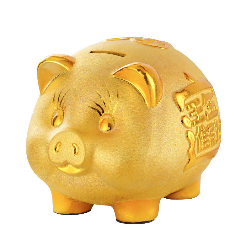 Tirelire cochon dorée style asiatique • La Tirelire