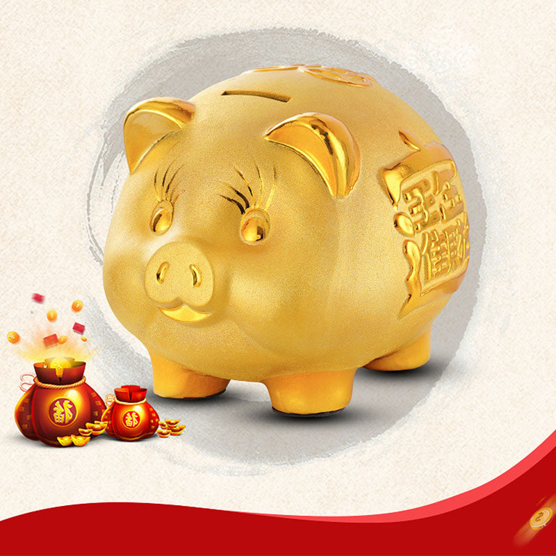 Tirelire de cochon chinois en céramique dorée - Attire la richesse – Karma  et Moi